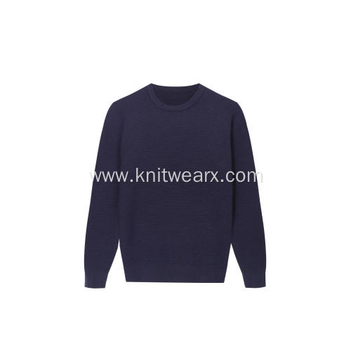 Men's Knitted Ottoman Stitch Crew-Neck Soft Pullover